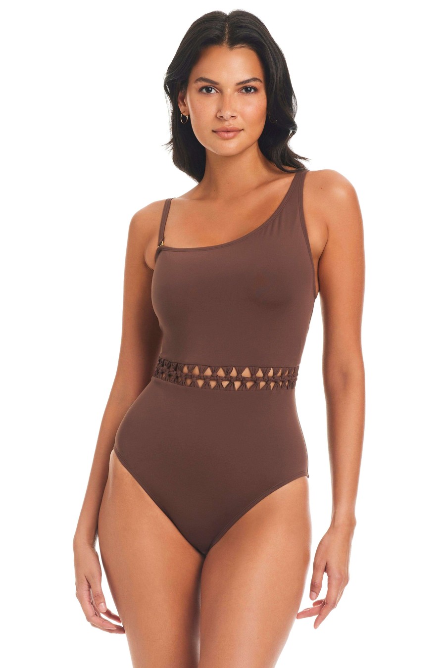 Clothing Bleu Rod Beattie | Pulling Strings One Shoulder One Piece Swimsuit