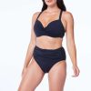 Clothing Bleu Rod Beattie | Kore Shirred Fold Over High Waist Bikini Bottom Black