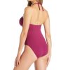 Clothing Bleu Rod Beattie | Don'T Mesh With Me One Piece Halter Tie Back Mesh Side Swimsuit