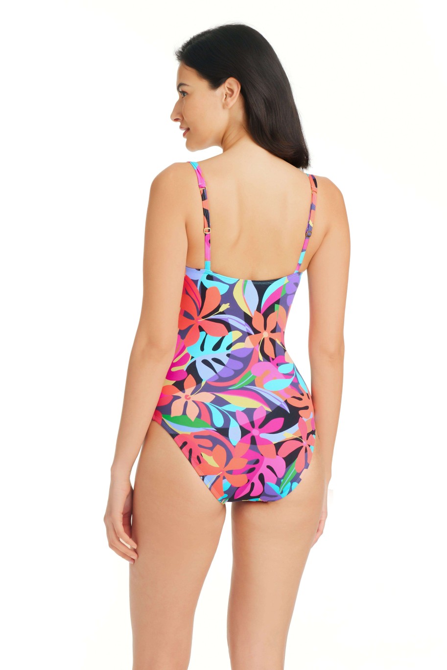 Clothing Bleu Rod Beattie | Bold Rush One Piece Underwire Shirred Bandeau Swimsuit Bold Rush Multi