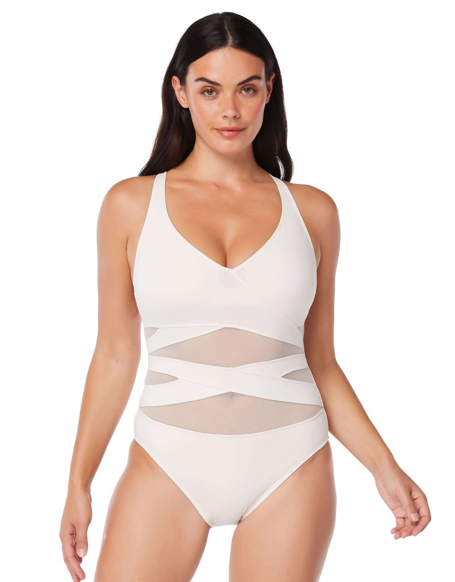 Clothing Bleu Rod Beattie | Don'T Mesh With Me One Piece V Neck Cross Back Swimsuit