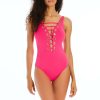 Clothing Bleu Rod Beattie | Hole In One One Piece High Neck Lace Down Swimsuit