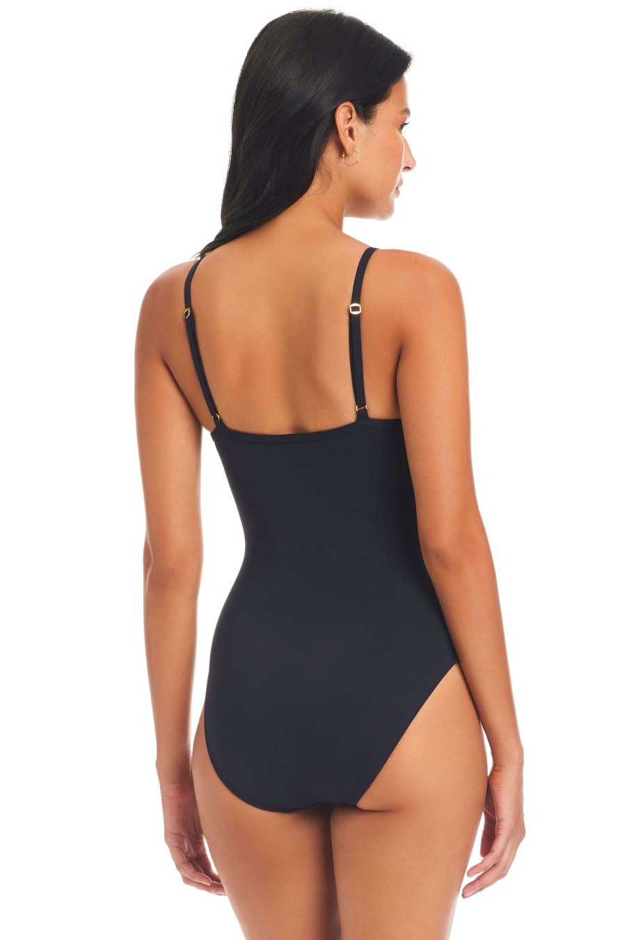 Clothing Bleu Rod Beattie | Pulling Strings Plunge One Piece Swimsuit Black