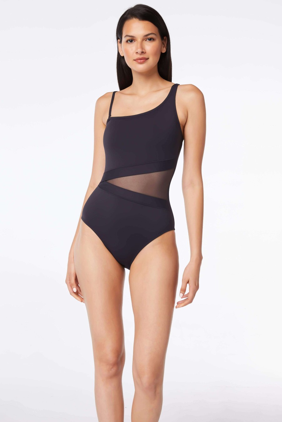 Clothing Bleu Rod Beattie | Don'T Mesh With Me One Piece Mesh One Shoulder Swimsuit