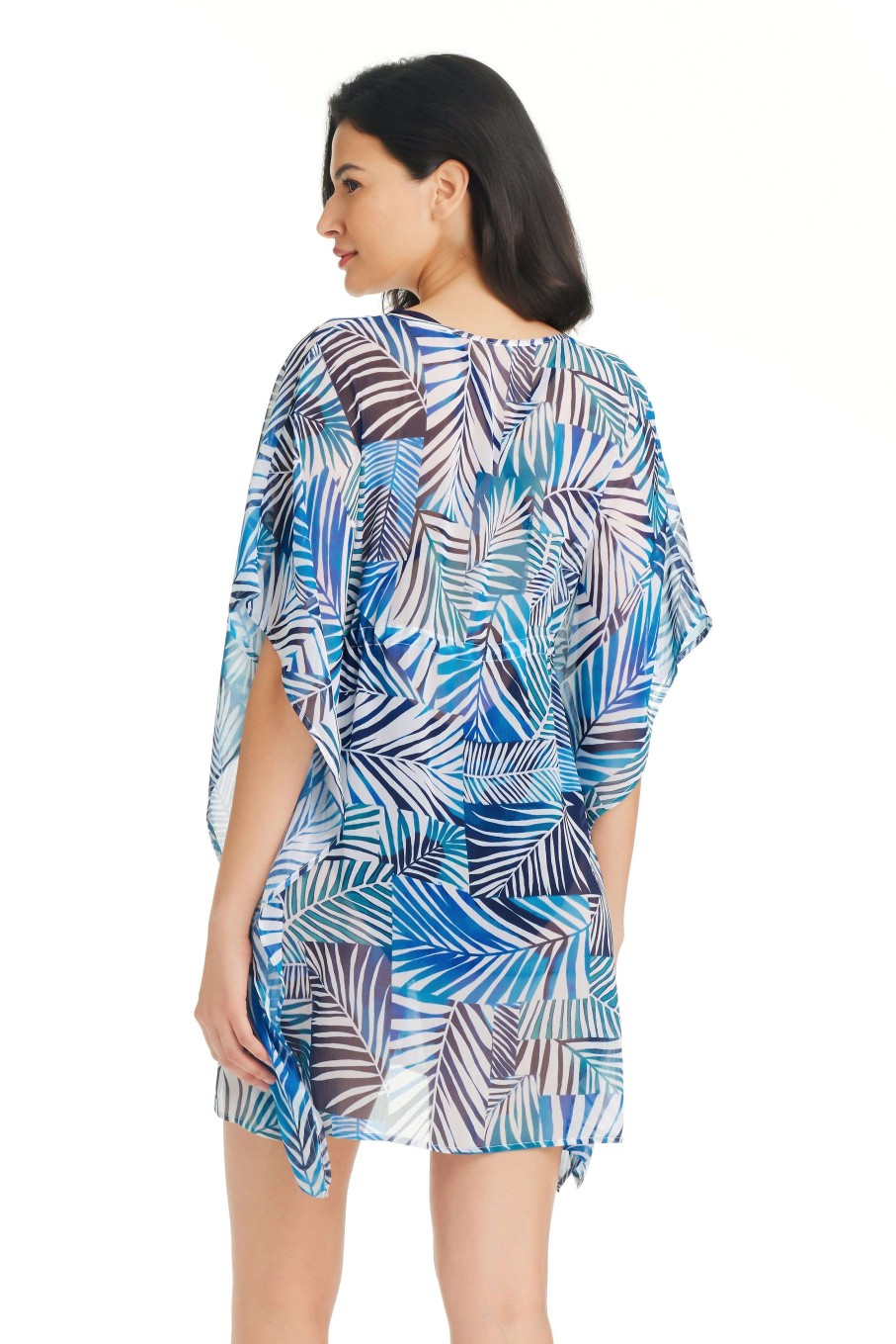 Clothing Bleu Rod Beattie | Shady Days Caftan Swimsuit Cover Up Navy Print