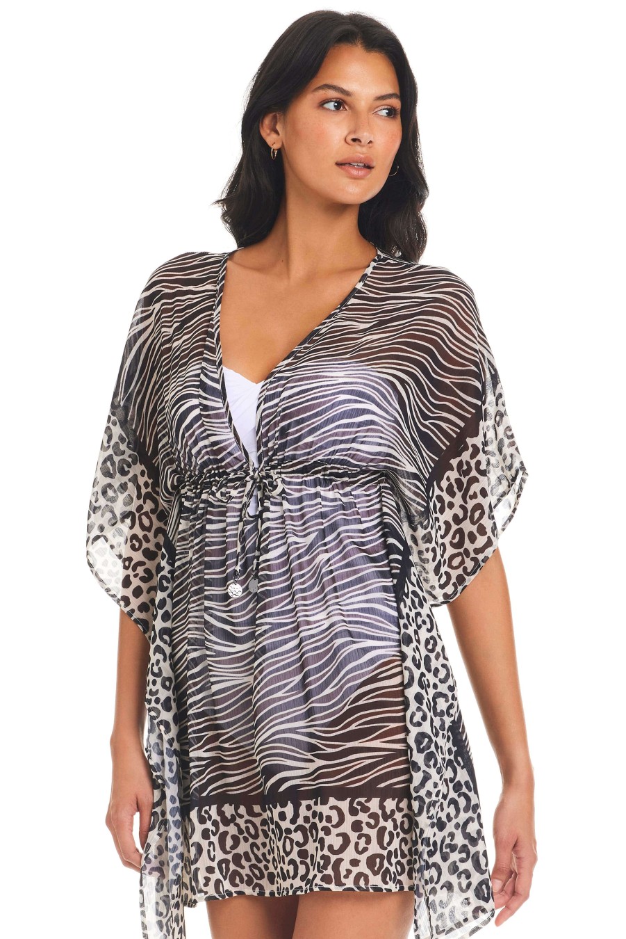 Resort 24 Bleu Rod Beattie | Animal Instinct Caftan Cover-Up Pecan Ai