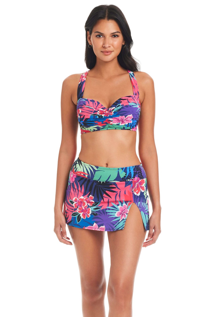 Clothing Bleu Rod Beattie | Hawaiian Punch Shirred Bandeau D-Cup Top Multi