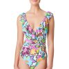 Clothing Bleu Rod Beattie | Surplice Ruffle Straps One Piece Swimsuit Color Crush