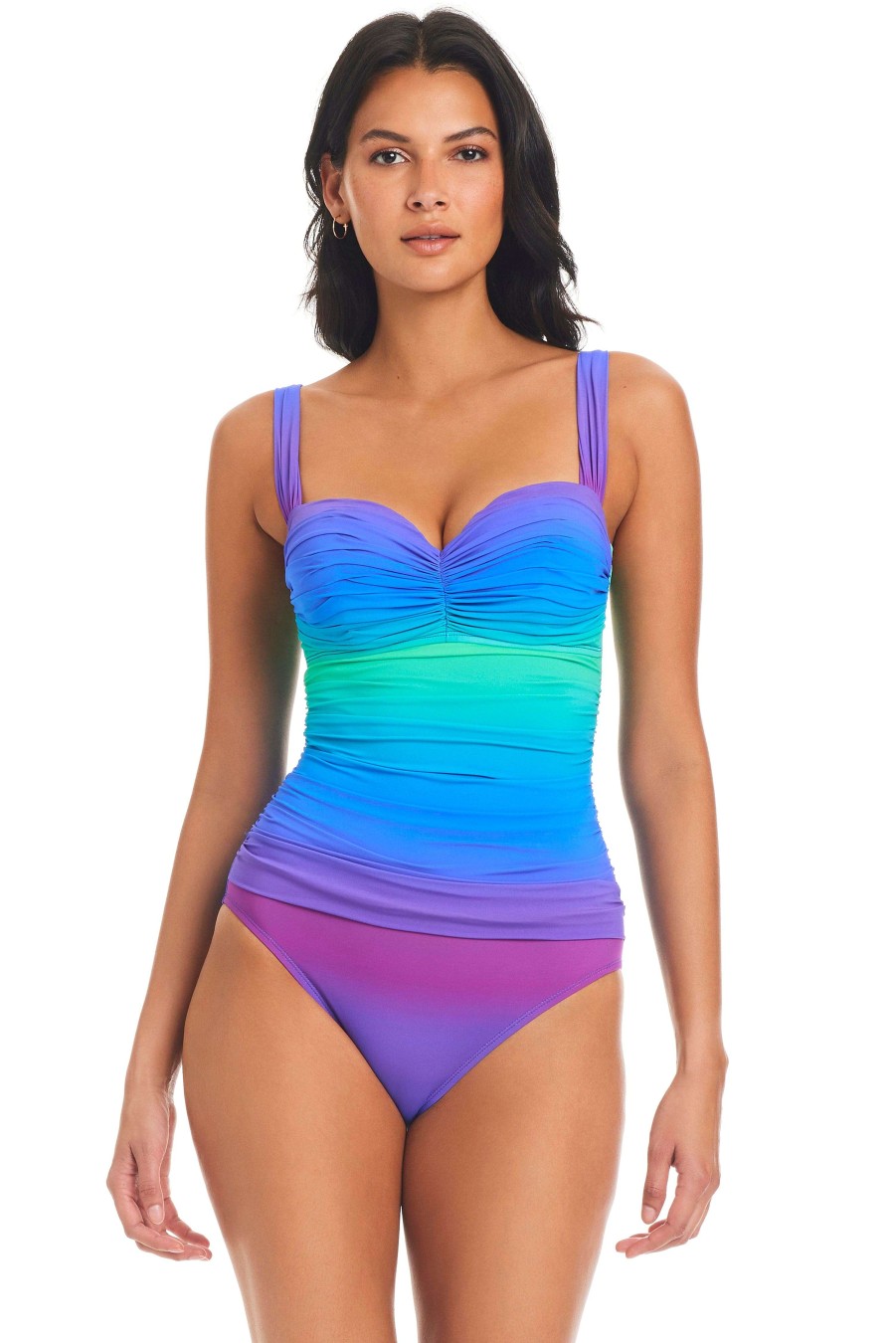 Clothing Bleu Rod Beattie | Heat Of The Moment Shirred Bandeau One-Piece Swimsuit Hm Multi