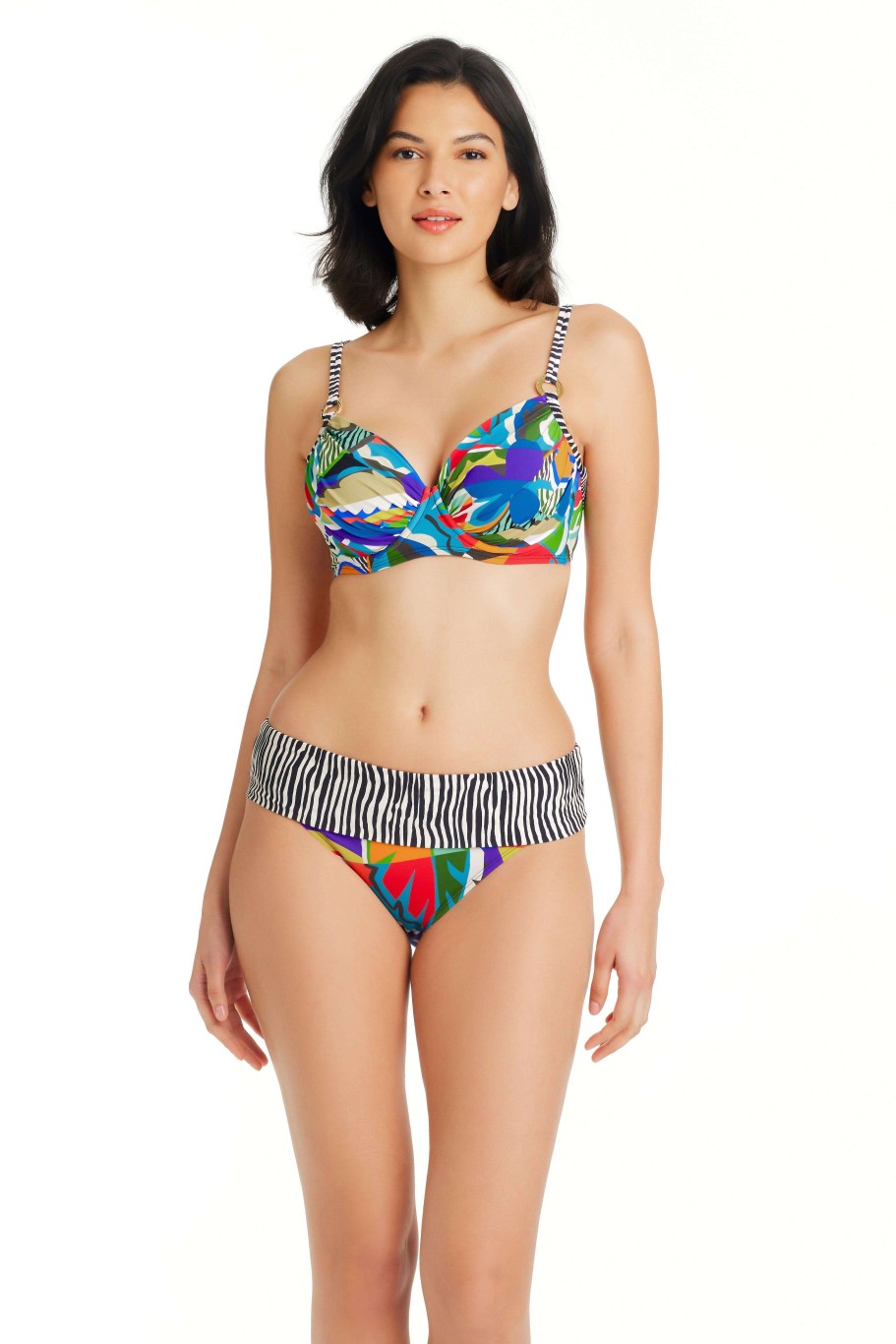 Clothing Bleu Rod Beattie | The Mix Over The Shoulder Underwire D Cup Bikini Top The Mix Multi