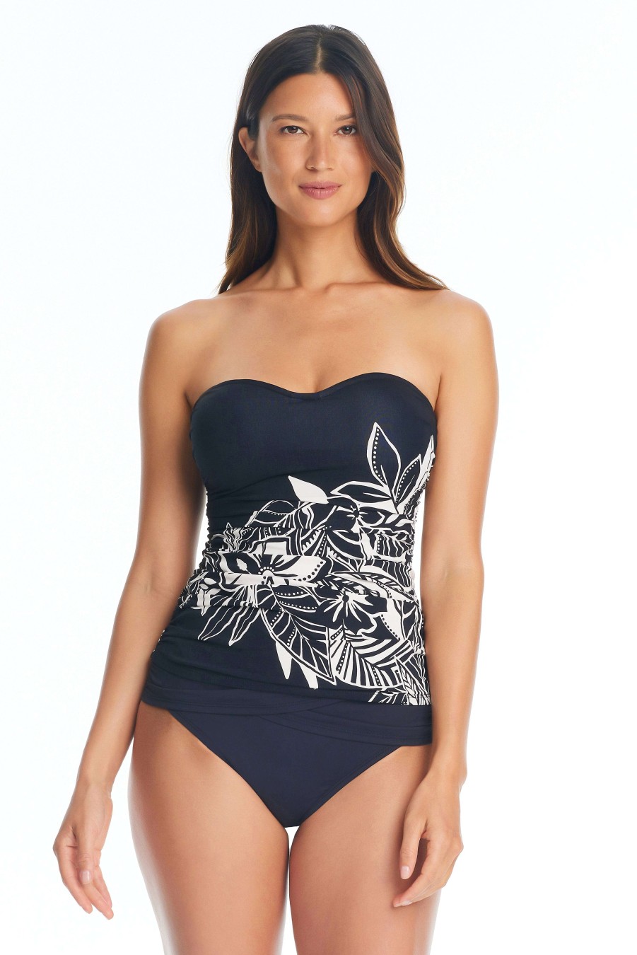 Resort 24 Bleu Rod Beattie | Ciao Bella! Strapless Bandeau Tankini Top Black