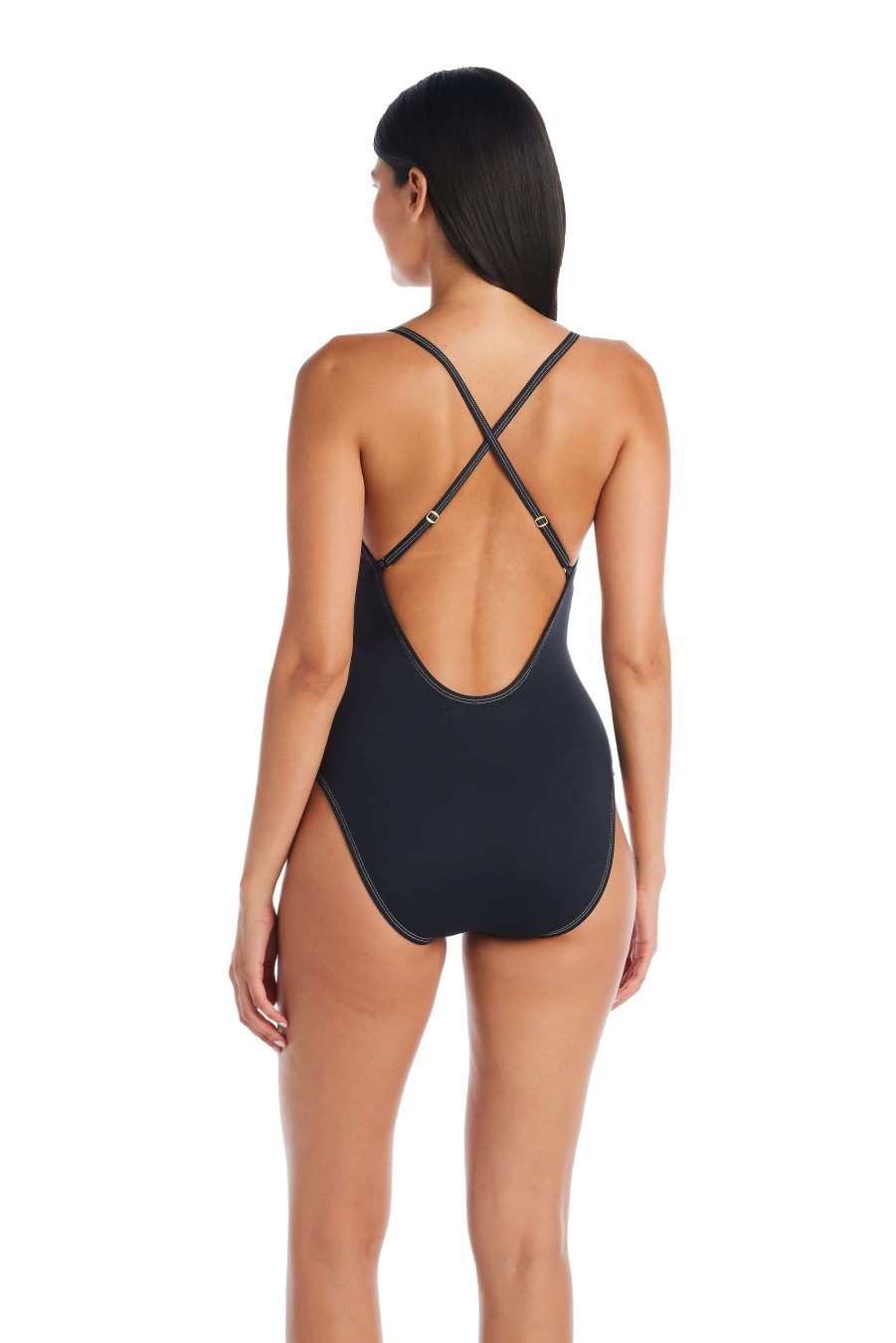 Clothing Bleu Rod Beattie | A Fine Line High Neck One Piece Swimsuit - Size 12 Coconut Water