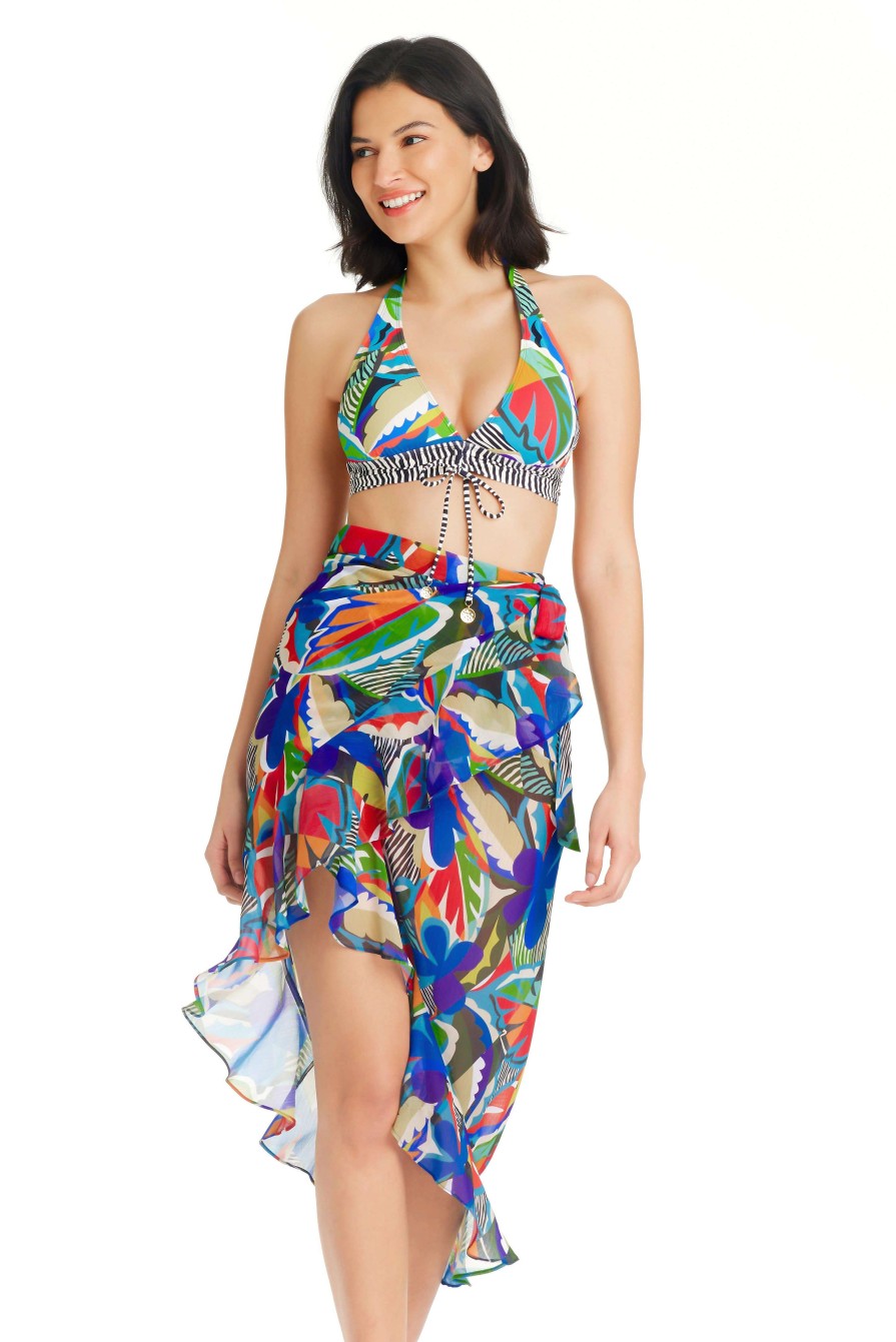 Clothing Bleu Rod Beattie | The Mix Long Chiffon Ruffle Pareo Cover Up The Mix Multi