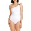 Clothing Bleu Rod Beattie | Graphic Measures Asymmetrical One Shoulder One Piece Swimsuit White