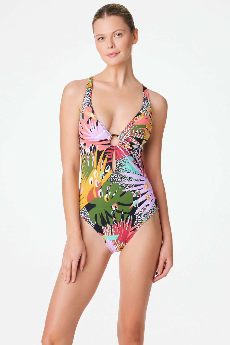 Clothing Bleu Rod Beattie | Plunge One Piece Swimsuit Let'S Get Loud