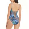 Clothing Bleu Rod Beattie | By The Sea One Piece Low Neck Lace Down Swimsuit By The Sea Multi