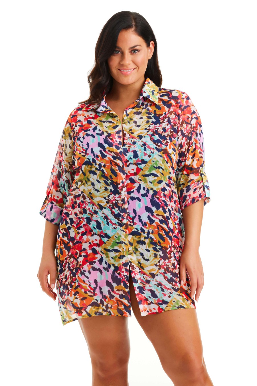 Clothing Bleu Rod Beattie | Party Animal Short Shirt Cover Up Plus Party Animal Multi