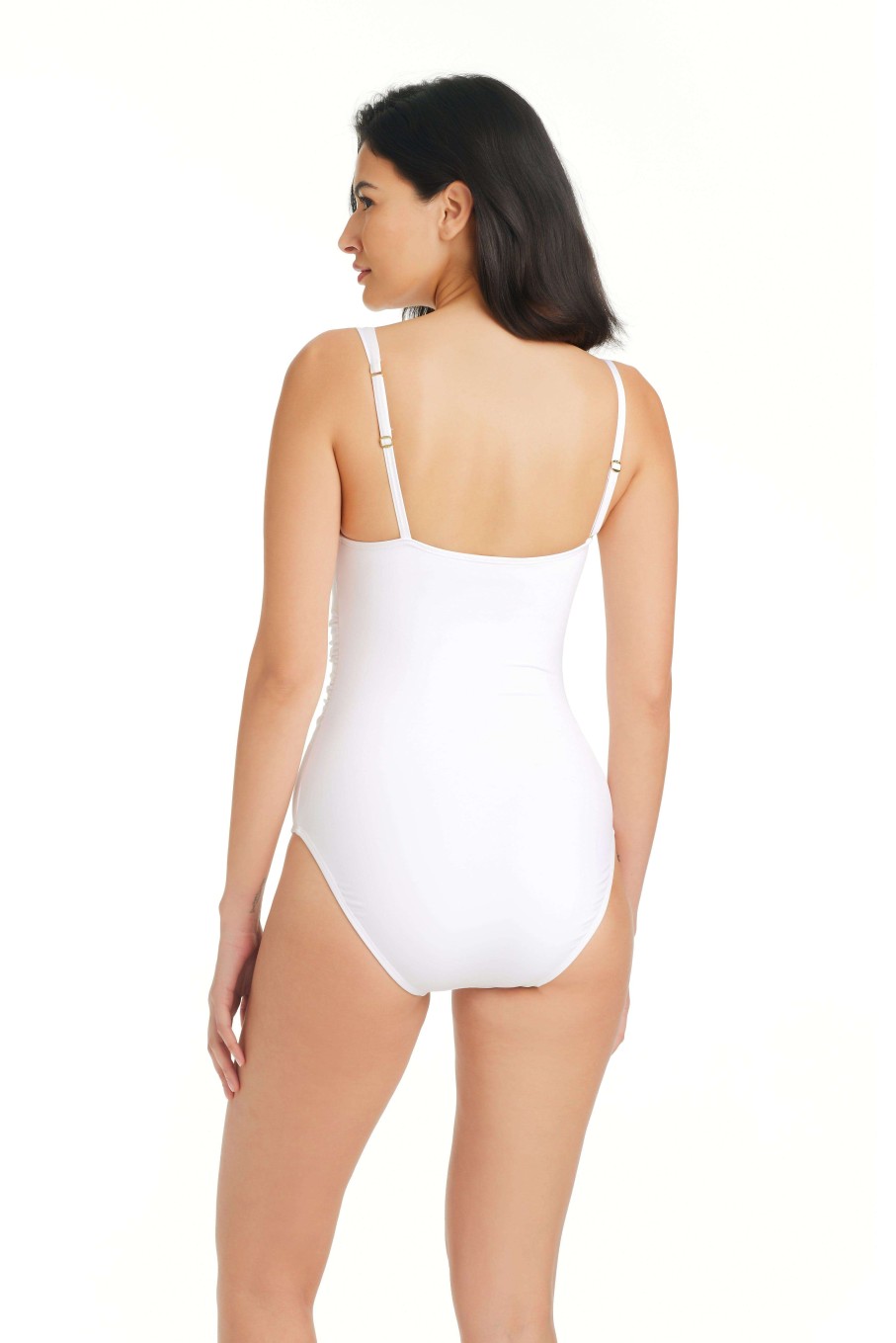 Clothing Bleu Rod Beattie | Graphic Measures Asymmetrical One Shoulder One Piece Swimsuit White