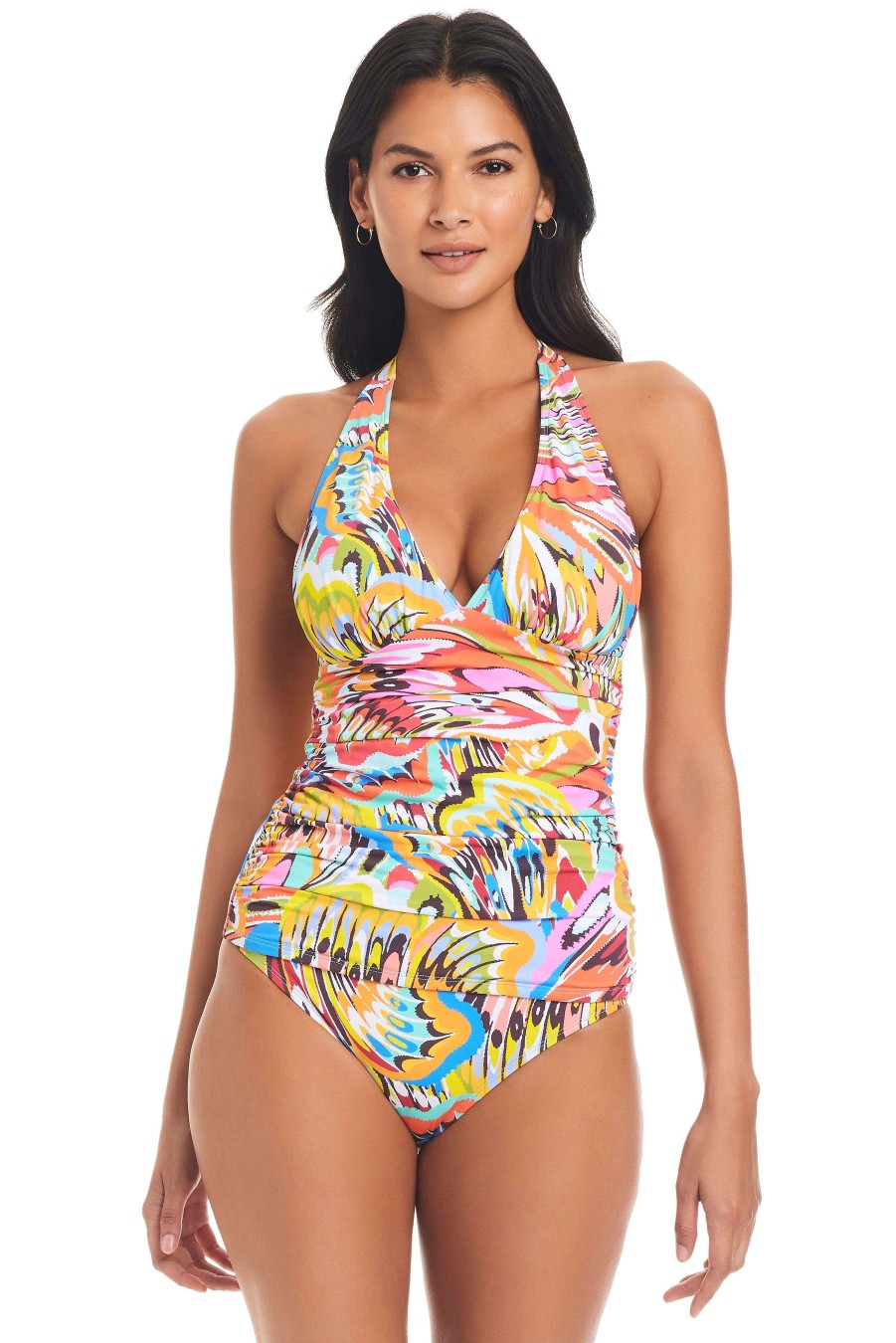 Resort 24 Bleu Rod Beattie | Break The Mold Halter Tankini Top Multi Print Break