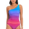 Resort 24 Bleu Rod Beattie | Heat Of The Moment One-Shoulder Shirred One-Piece Swimsuit Hm Multi