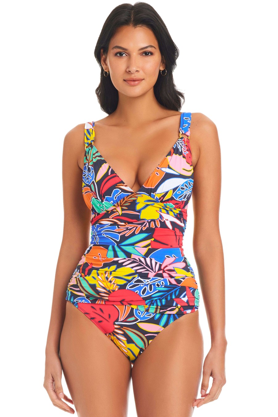 Resort 24 Bleu Rod Beattie | Color Field V-Neck Tankini Cf Multi