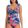 Clothing Bleu Rod Beattie | Hawaiian Punch Surplice Ruffle Tankini Top Multi