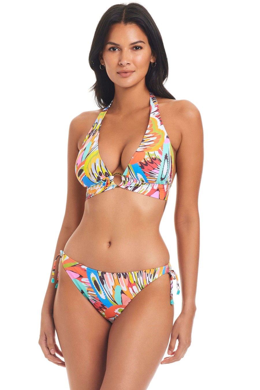 Clothing Bleu Rod Beattie | Break The Mold Halter Bikini Top Multi Print Break